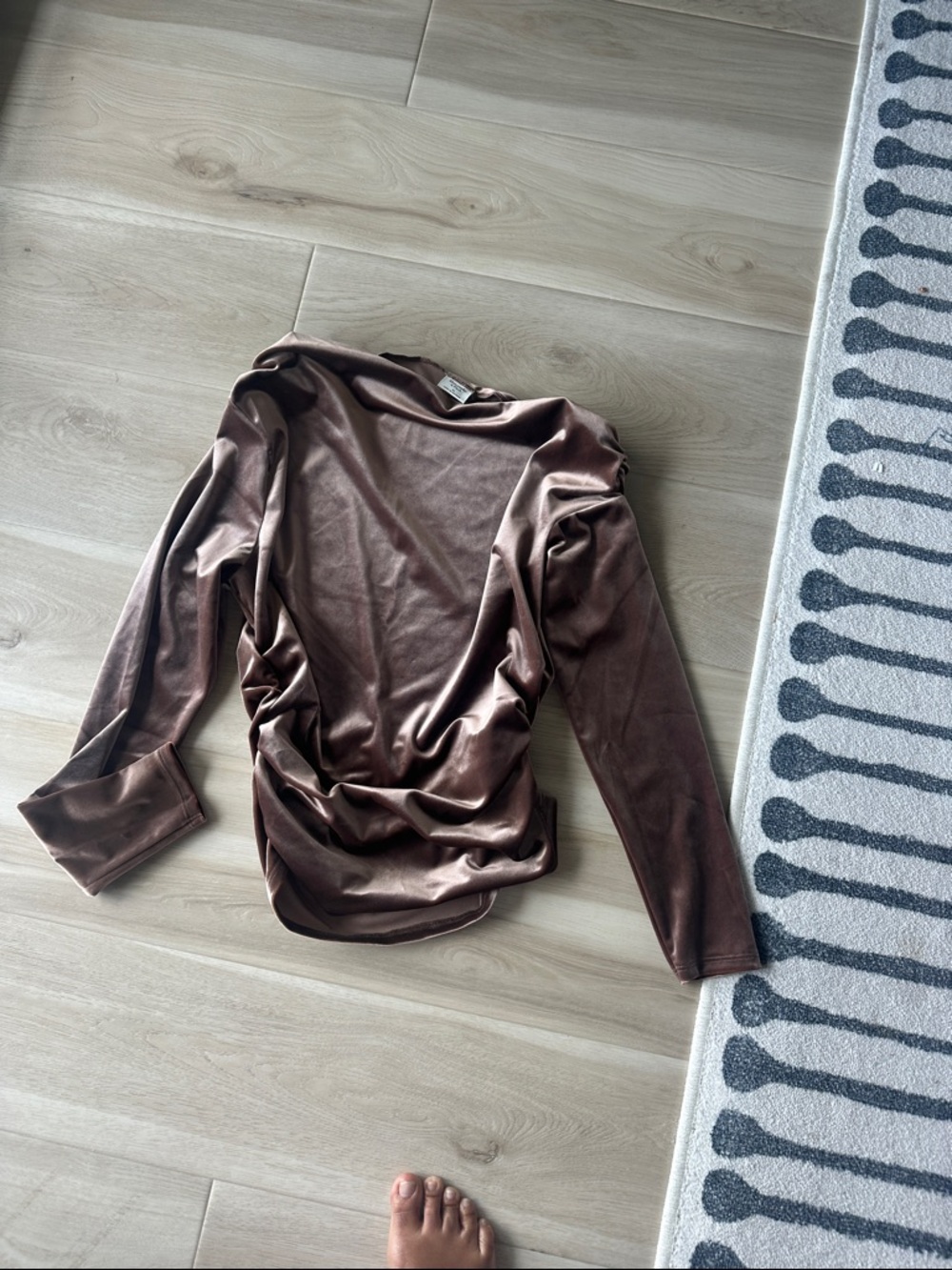 Abercrombie & Fitch Chocolate Brown Velvet Draped Long Sleeve Top